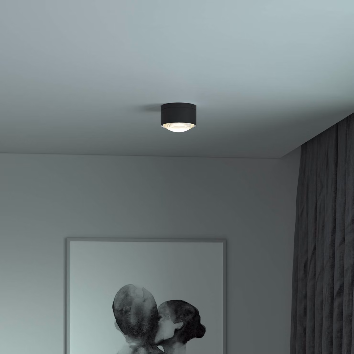 Top Light Puk! 120 One spot LED soffitto lente, nero One, dimmerabile, Nero, Soggiorno / Sala da pranzo, Alluminio, Moderno