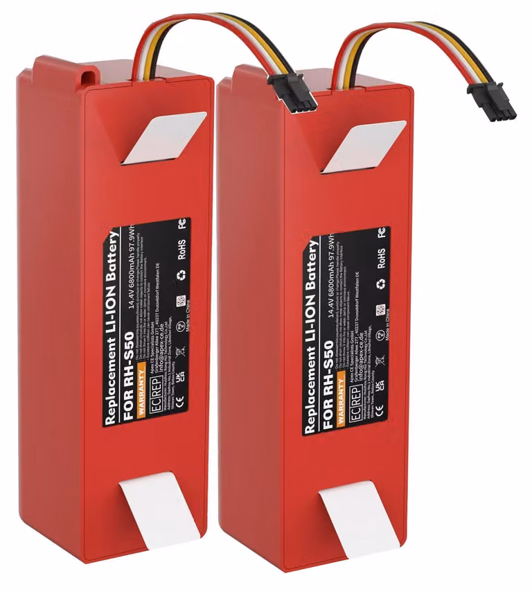 Batteria di ricambio per robot aspirapolvere - S50 - 6800 mAh agli ioni di litio - Confezione da 2 - Solo batterie - Viola