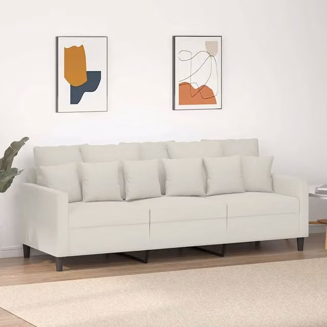 Divano a 3 Posti Crema 180 cm in Velluto 359321