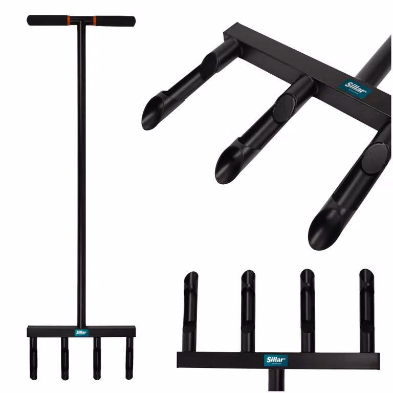 Aeratore manuale per prato Sillar – Aeratore a tubi – Scarificatore da giardino con punte in acciaio da 12 cm, aeratore per la cura del prato