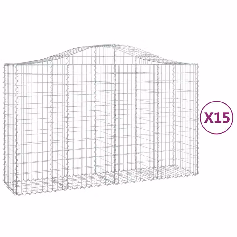 Cesti Gabbioni ad Arco 15 pz 200x50x120/140 cm Ferro Zincato