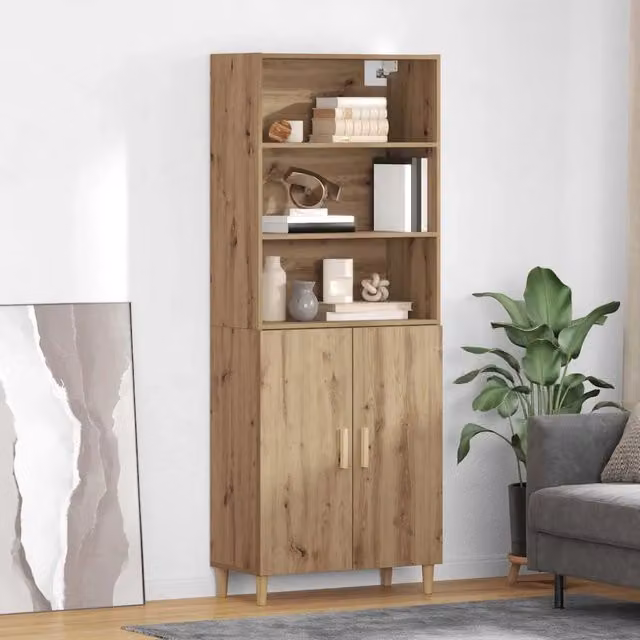 Credenza moderna vidaXL in legno color rovere marrone L: 69,5 cm, P: 32,5 cm, H: 180 cm