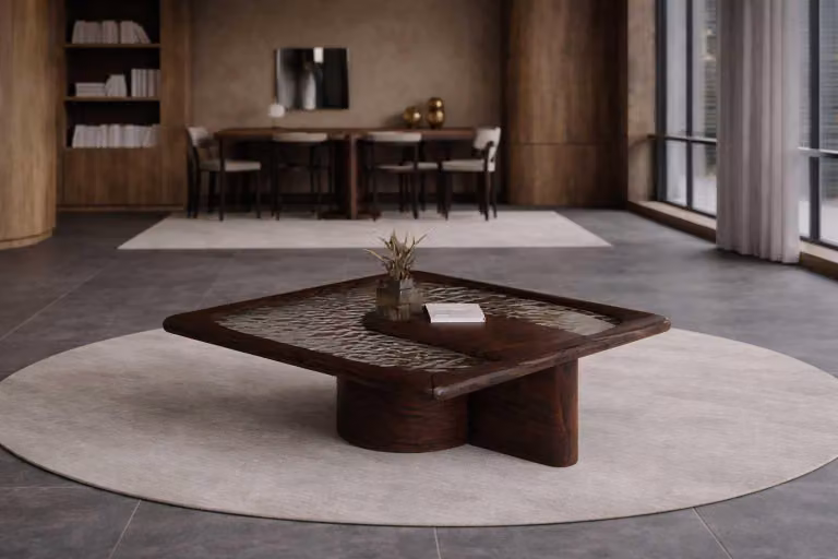 Tavolino da caffè marrone elegante, tavolini di alta qualità per il soggiorno