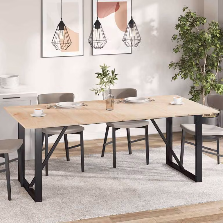 Set di 4 piani per tavolo rettangolari vidaXL in legno massello di pino non trattato, colore marrone/beige, L: 100 cm, P: 50 cm, H: 1,7 cm