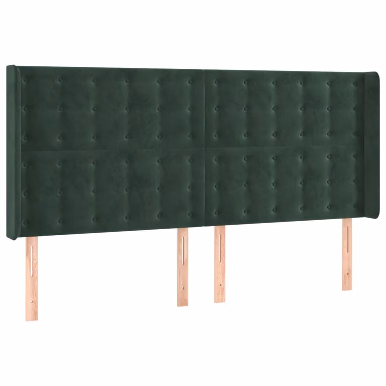 Testiera ad Orecchio Verde Scuro 163x16x118/128 cm in Velluto