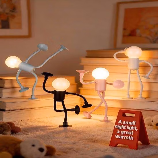 Mini lampada da notte in silicone con luce calda e design sportivo
