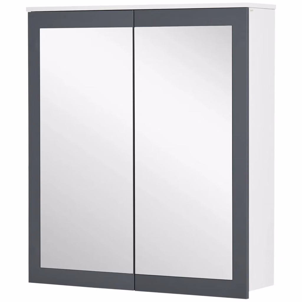 Armadietto da bagno Minimal con specchio e ante in vetro bianco L 69 cm, P 17 cm, H 75,5 cm – 2