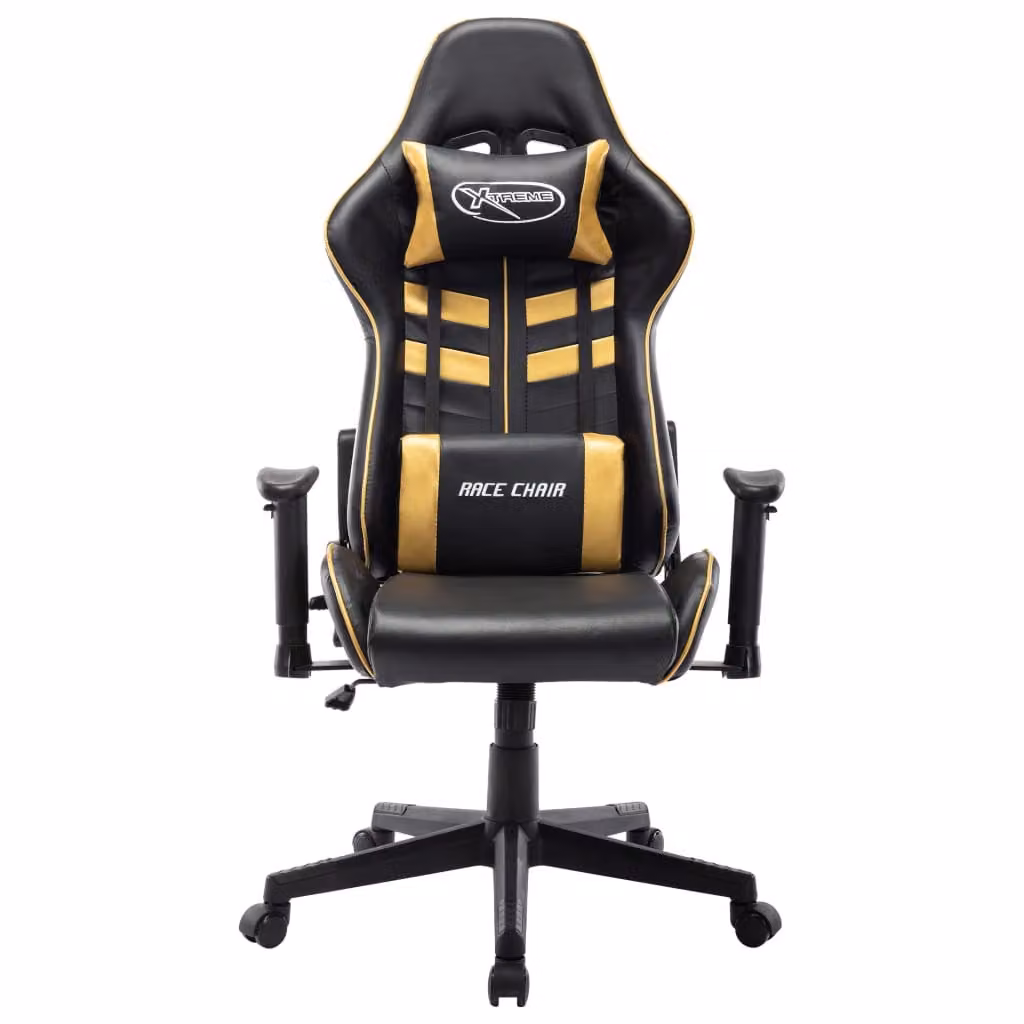 Sedia da Gaming Nera e Oro in Pelle finta