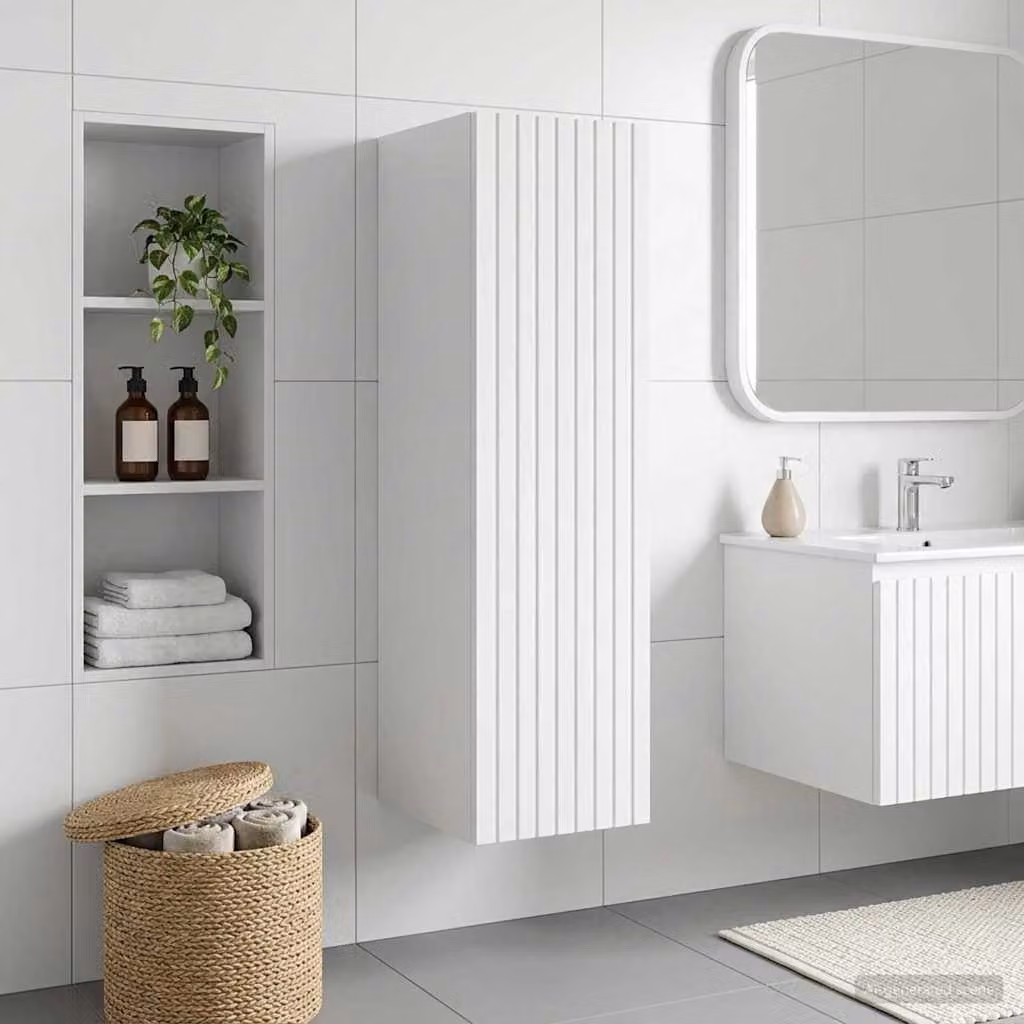 Mobiletto da bagno a muro vidaXL moderno in MDF bianco lucido L 33 cm, P 34,5 cm, H 100 cm