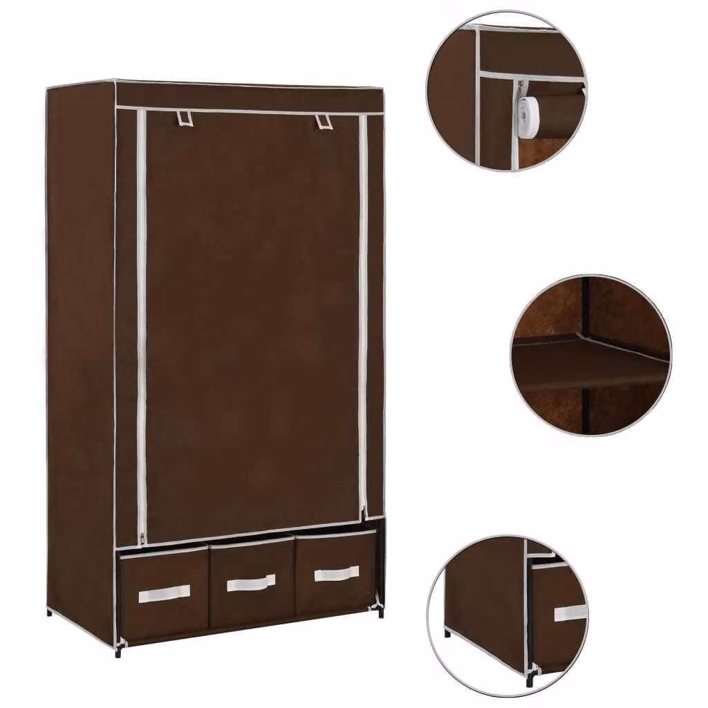 vidaXL Armadio Marrone 87 x 49 x 159 cm Tessuto