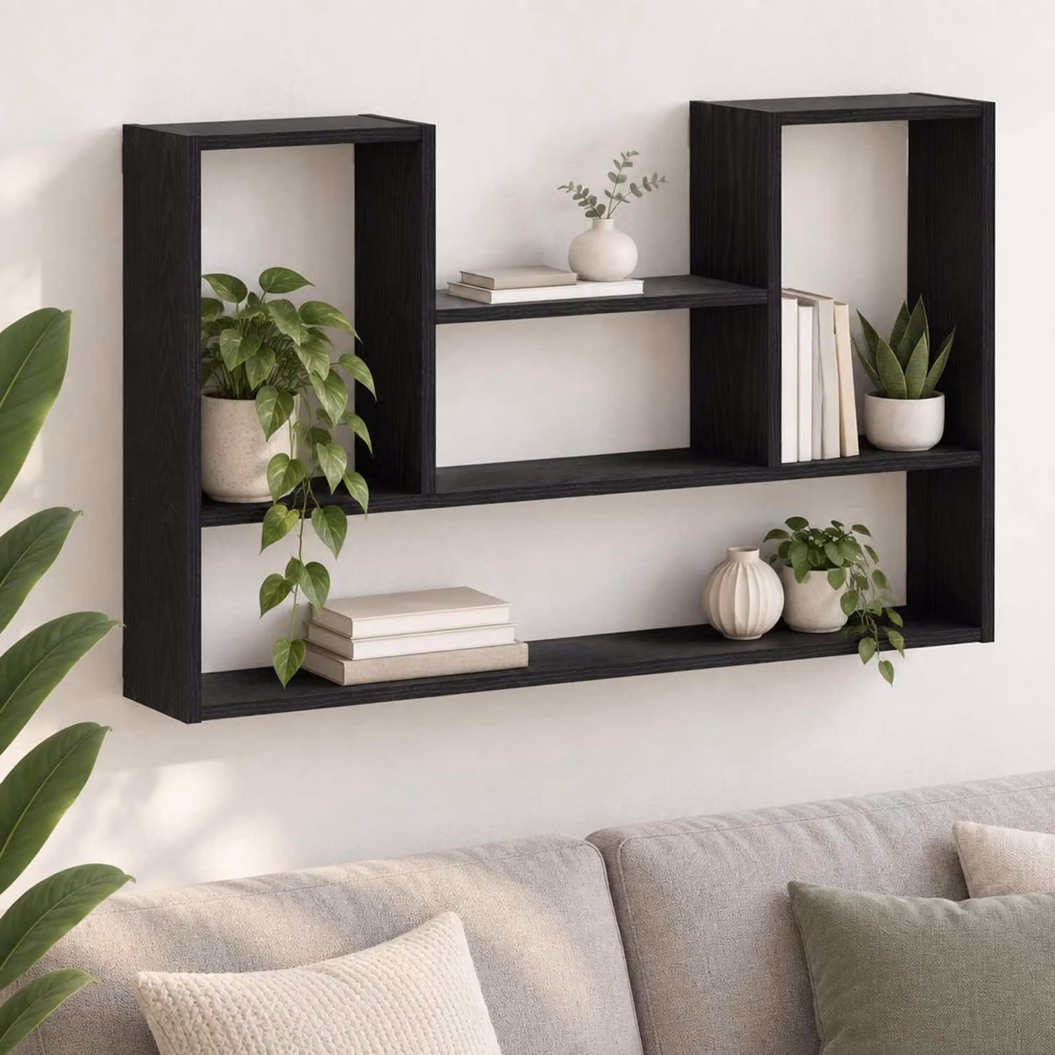Scaffale da parete vidaXL Nero in Legno MDF, Design Minimalista, L 100 x P 17 x H 60 cm