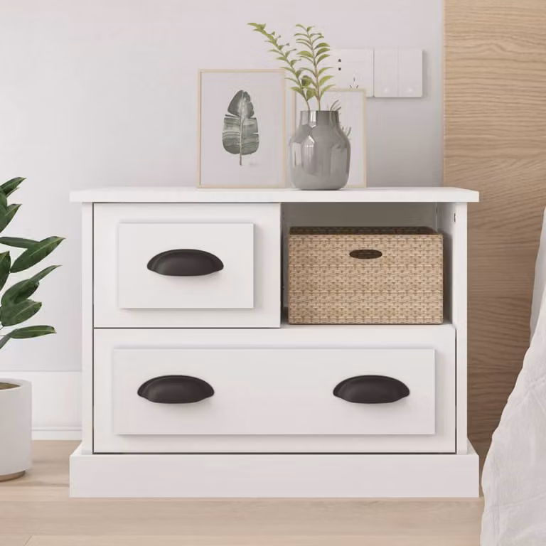 vidaXL Comodino Bianco 60x39x45 cm