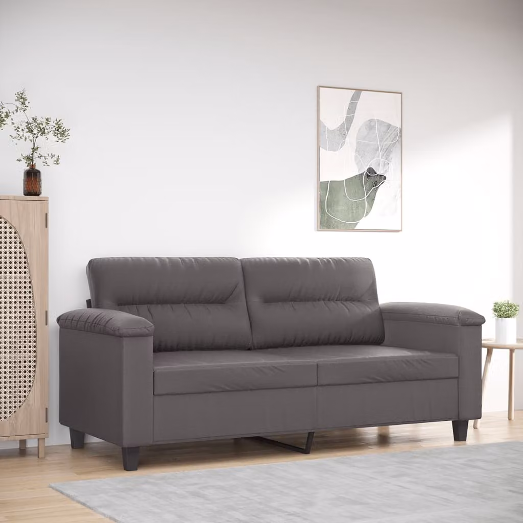 vidaXL Divano a 2 Posti Moderno in Similpelle Grigio con Struttura in Metallo
