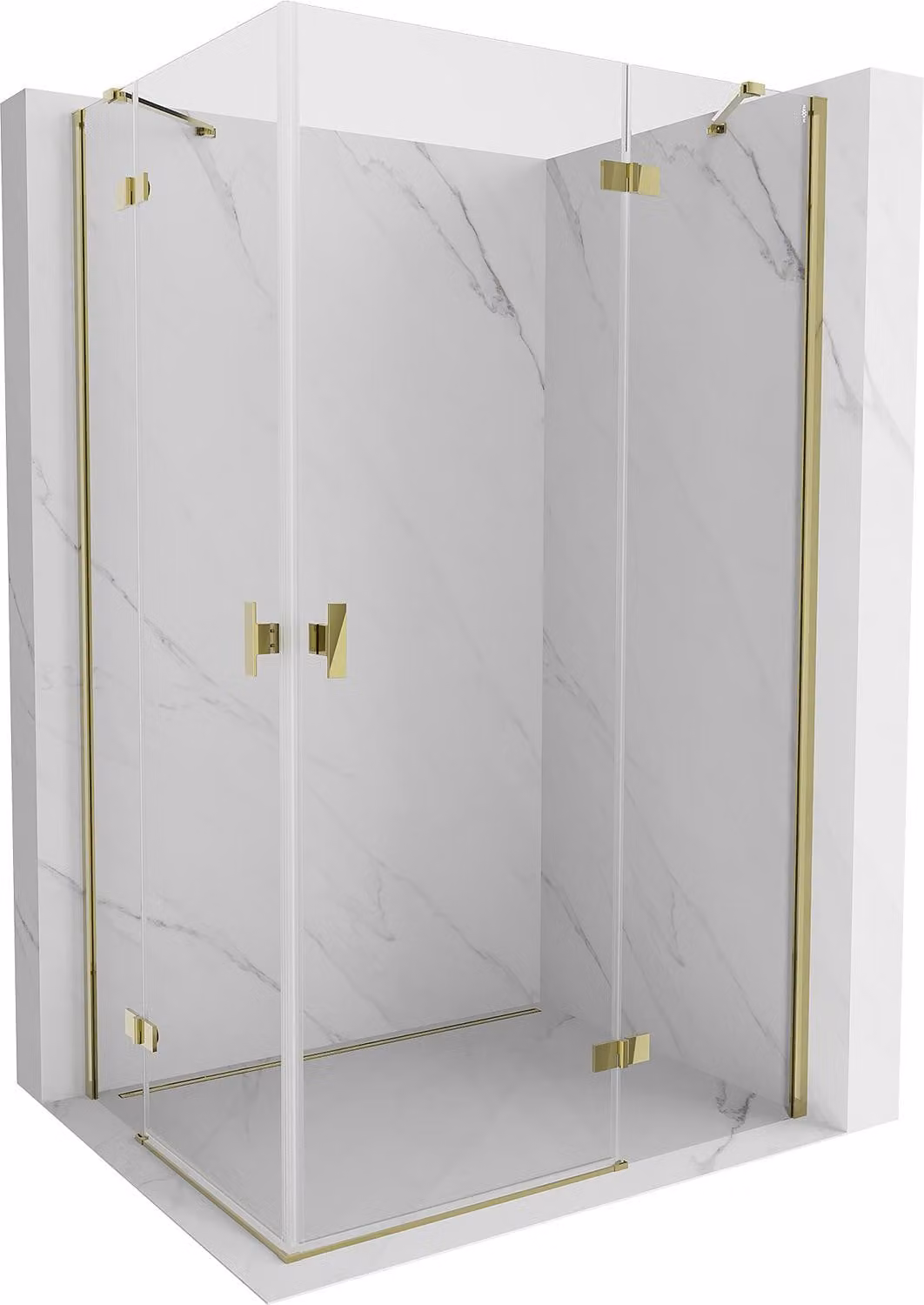 Mexen Mist-H Duo cabina doccia a battente destra 90 x 115 cm, trasparente, oro - 8A5-090L-115P-50-00
