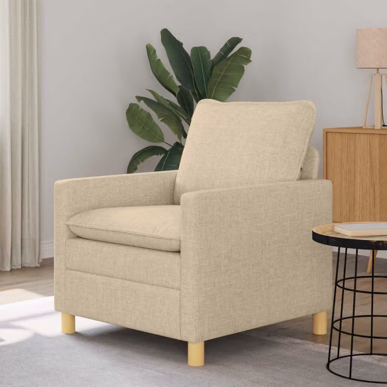 Divano vidaXL in tessuto beige per soggiorno e ufficio, L: 76 cm, P: 81 cm, H: 87,5 cm