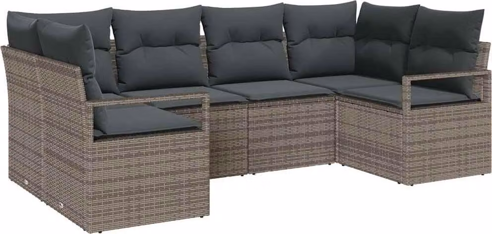 Set di divani con cuscino 6 pcs Grigio polyrattan