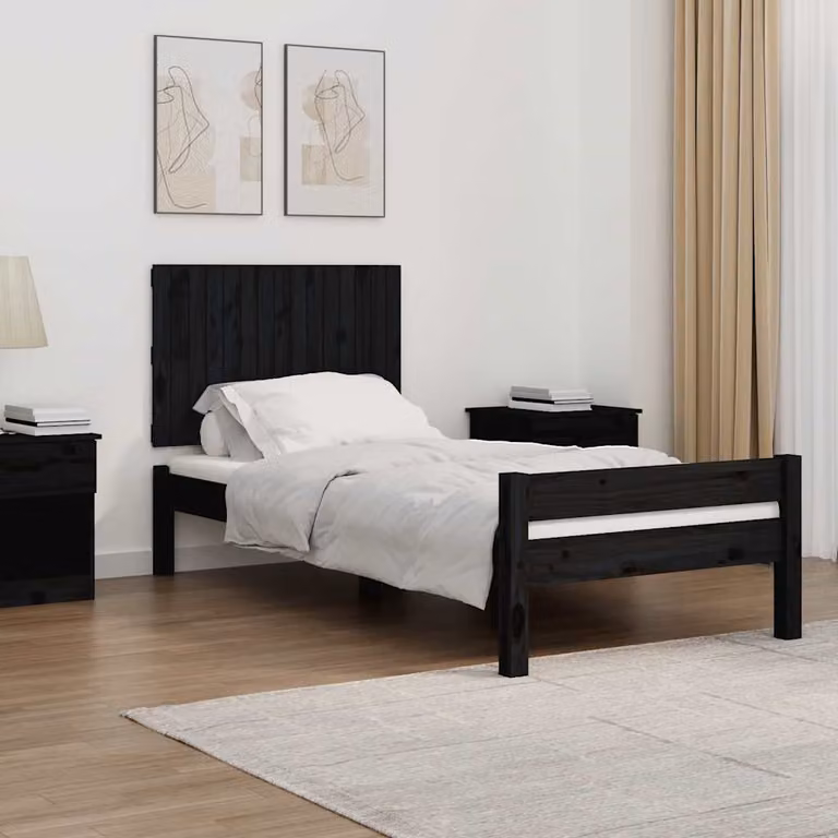 Testiera da parete vidaXL in legno massello di pino nero, L 95,5 cm x H 60 cm x P 3 cm