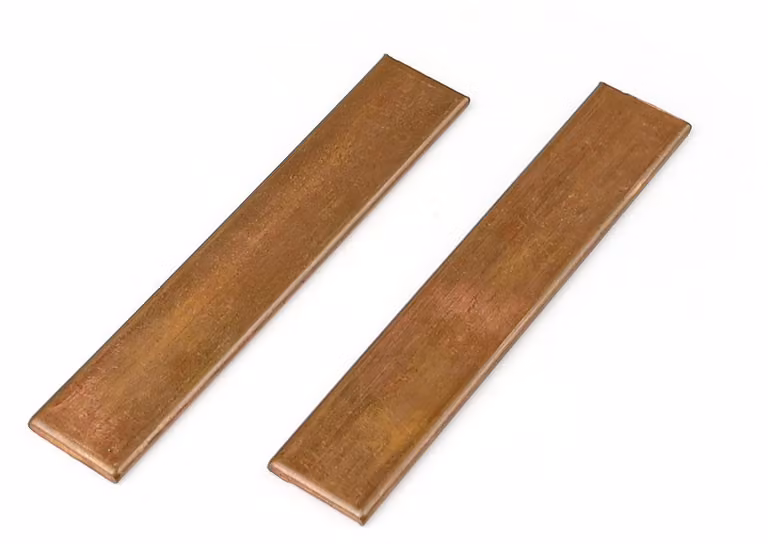 Piastra di rame 105x20x3 mm, elevata purezza, rame di tipo T2