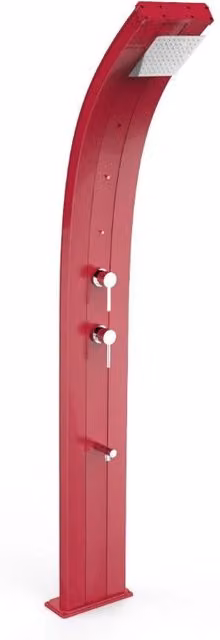 Doccia Tradizionale in Alluminio Dada di Arkema Design con Miscelatore, Lavapiedi e Nebulizzatore, Colore Rosso CV-D355/3027