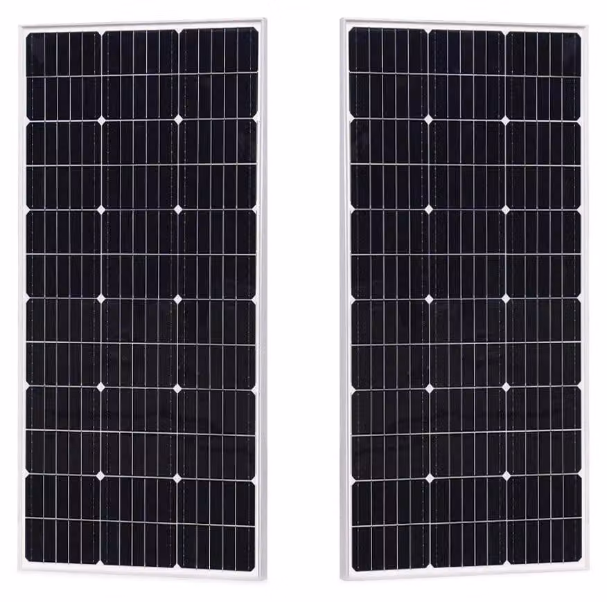 Pannello solare - Pannelli solari - Monocristallino - Set di 2 - 100W - Vet rigido - Impermeabile - Leggero