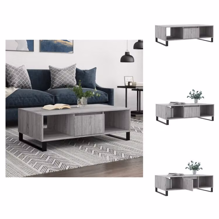 vidaXL Tavolino grigio Sonoma 104x60x35 cm in legno - Tavolini da caffè