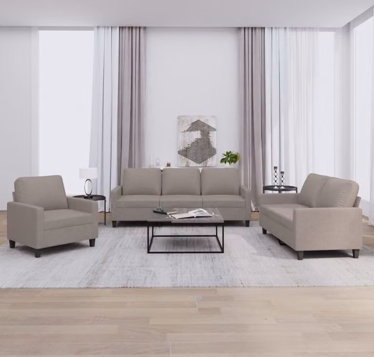 Maison Exclusive - Set divano a 3 pezzi con cuscini in tessuto color taupe