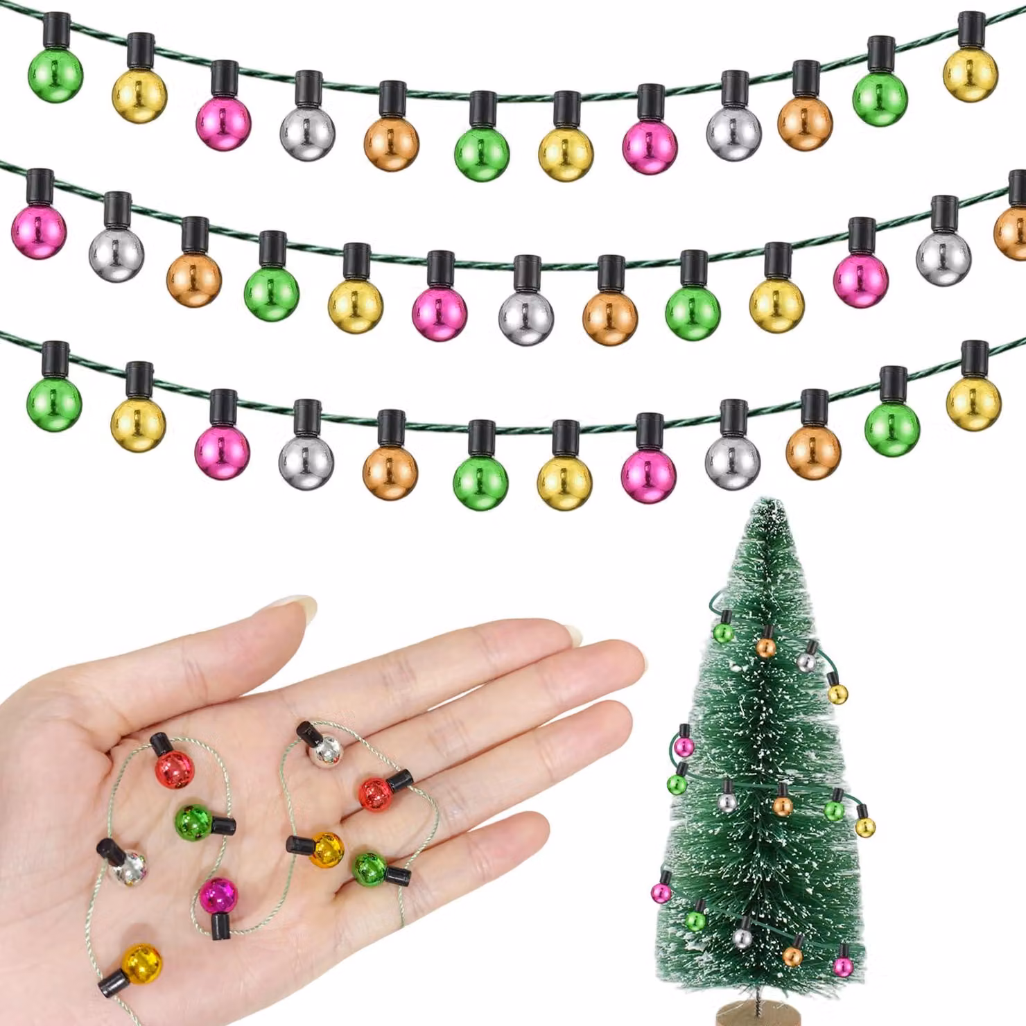 Catena luminosa mini-LED, 1 metro, multicolore, per decorazioni di case delle bambole
