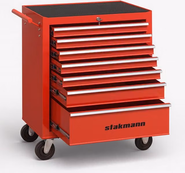 Carrello Portautensili con 7 Cassetti in Acciaio GIORDANOSHOP Rosso L: 68 cm, P: 33 cm, H: 78 cm