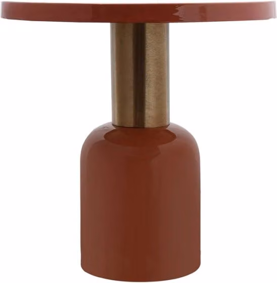 Tavolino rotondo Art Deco Kendra Home in metallo laccato color corallo