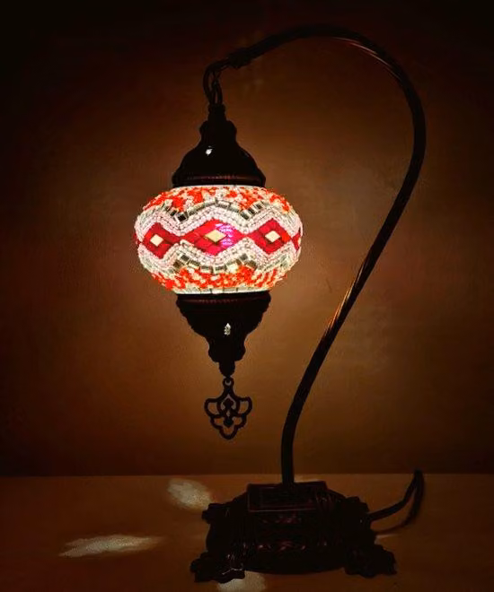 Lampada da tavolo turca con sfera mosaico multicolore da 12 cm – Lampada orientale per un'illuminazione suggestiva