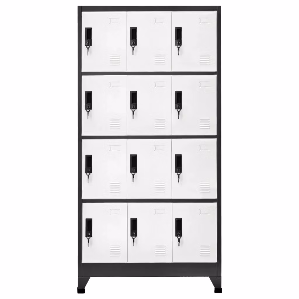 Armadietto da ufficio moderno HELLOSHOP26 in metallo con ante a battente e serratura, colore antracite e bianco, L: 90 cm, P: 45 cm, H: 180 cm – 2