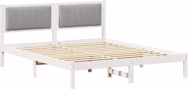 Letto matrimoniale | Letto per adulti | Letto con Testiera Rivestita Grigio chiaro 150 x 200 cm