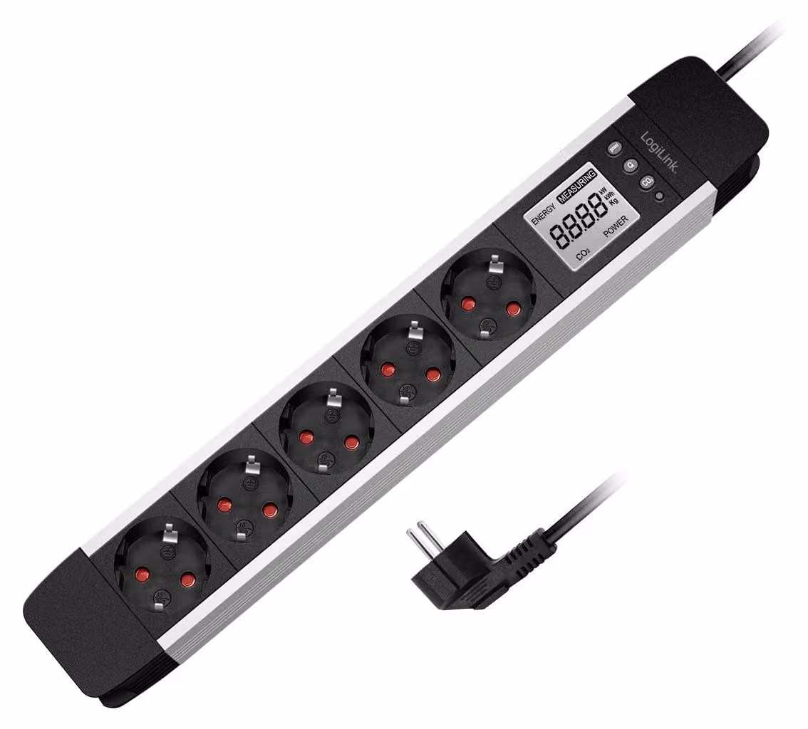 LogiLink LPS286: ciabatta LogiLink con display LCD, a 5 prese