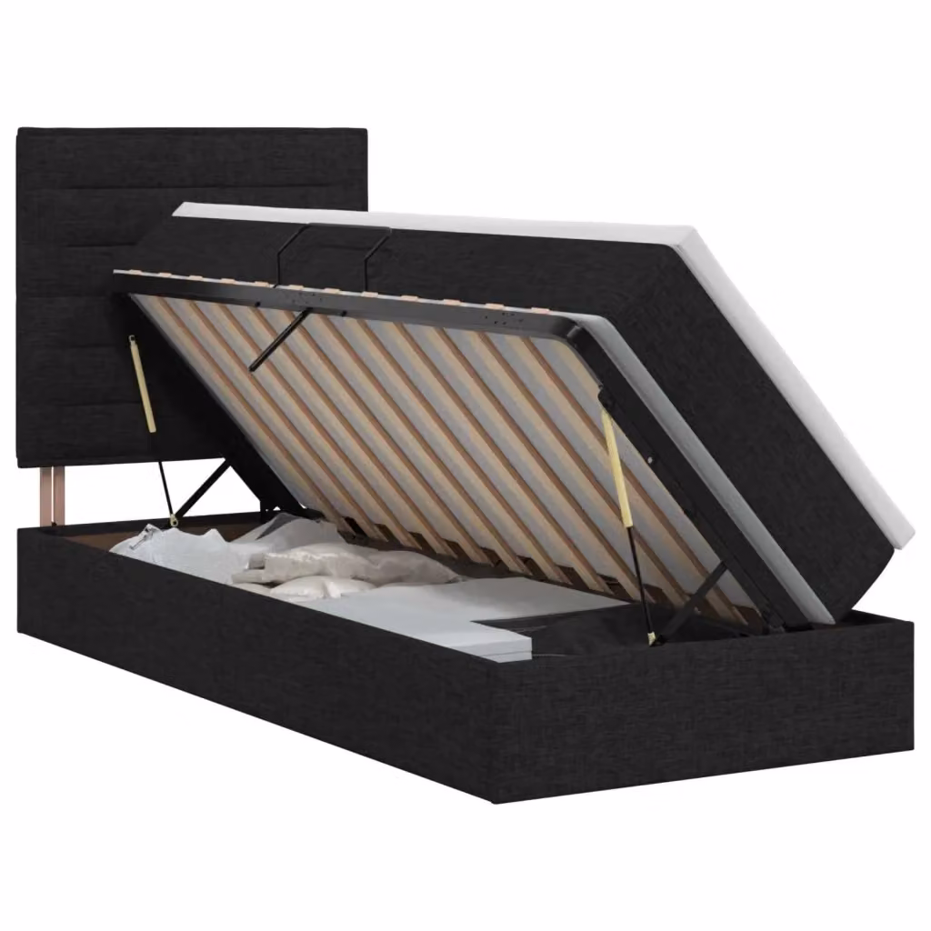 Letto con contenitore moderno vidaXL in ecopelle nera con base a sollevamento L: 100 cm, P: 200 cm, H: 140 cm – 2