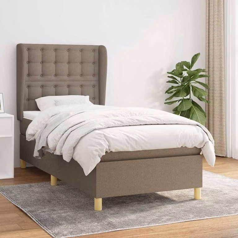 Giroletto a molle con materasso vidaXL in tessuto tortora L/P/H: 90 x 200 x 128 cm
