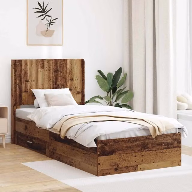 Struttura del letto con stoccaggio e testata Legno antico 3414155