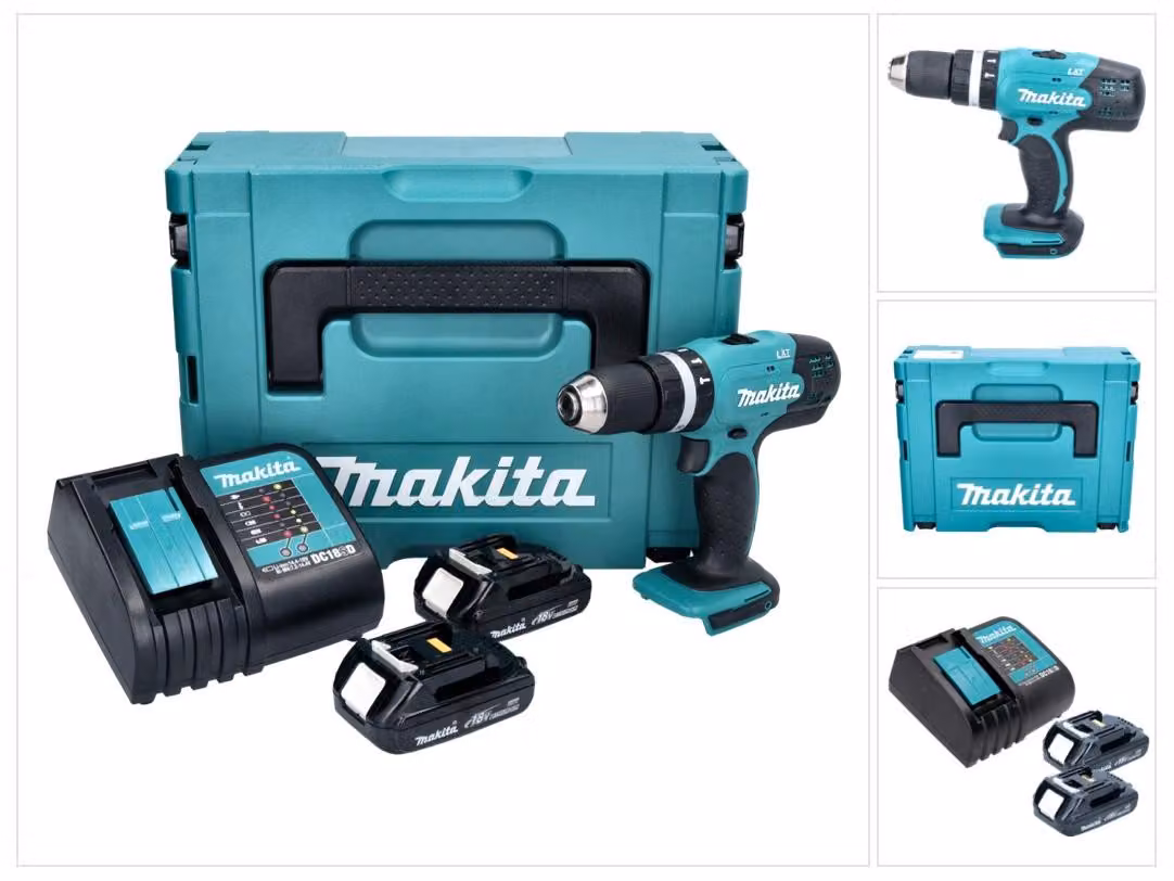 Makita DHP 453 SYJ trapano a percussione a batteria 18 V 42 Nm + 2x batteria ricaricabile 1,3 Ah + caricabatterie + Makpac