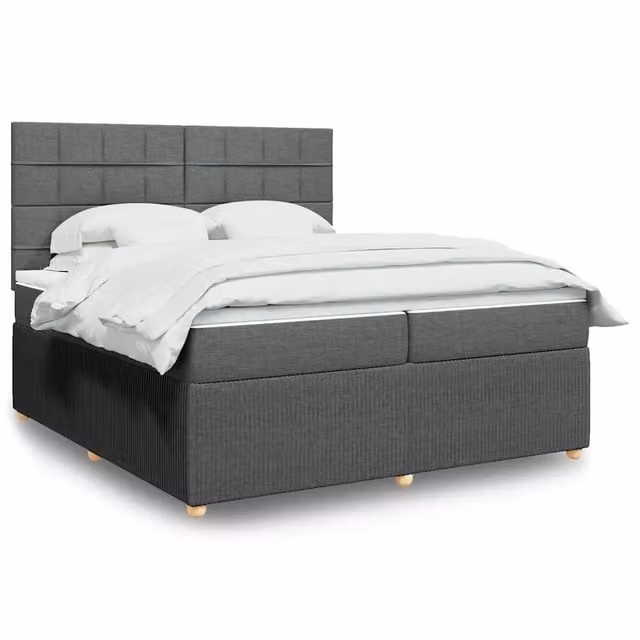 Letto Ibrido vidaXL con Giroletto a Molle e Materasso Grigio e Bianco L/P: 200 x 200 cm