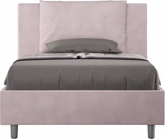 BS COM Letto singolo senza rete imbottito 100x200 microfibra glicine