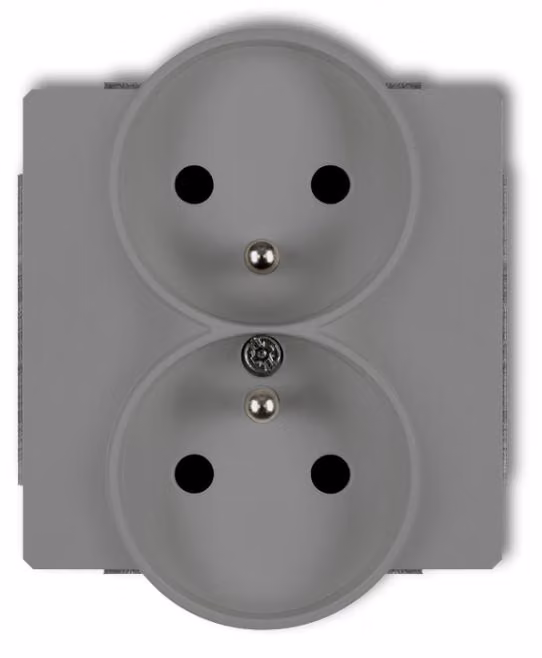Prese multiple doppie DECO per scatola di montaggio con o senza, grigio opaco, modello 27DGPR-2zp