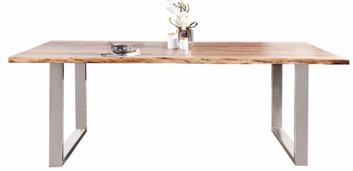 Casa Padrino Tavolo da pranzo di design in legno massello naturale - Acacia - 200 x 100 x H.80 cm - Realizzato in legno massello di acacia