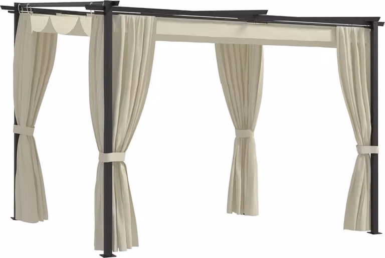 Il Padiglione Living Store con tende 3 x 3 m in acciaio crema