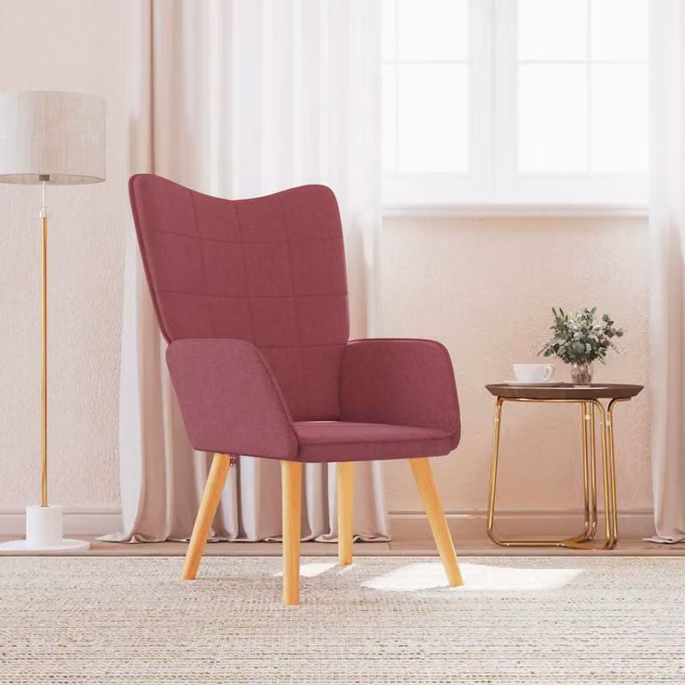 Sedia Relax vidaXL Rosso, Poltrona Reclinabile con Braccioli in Tessuto e Struttura in Legno e Metallo