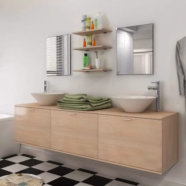 Mobili da Bagno con Lavabo Set 8 pz Beige 272234