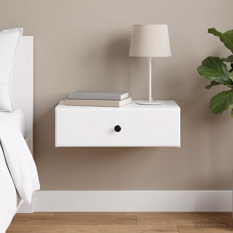 vidaXL Tavolino da Parete Laterale Moderno Bianco L: 59 cm, P: 34,5 cm, H: 17 cm