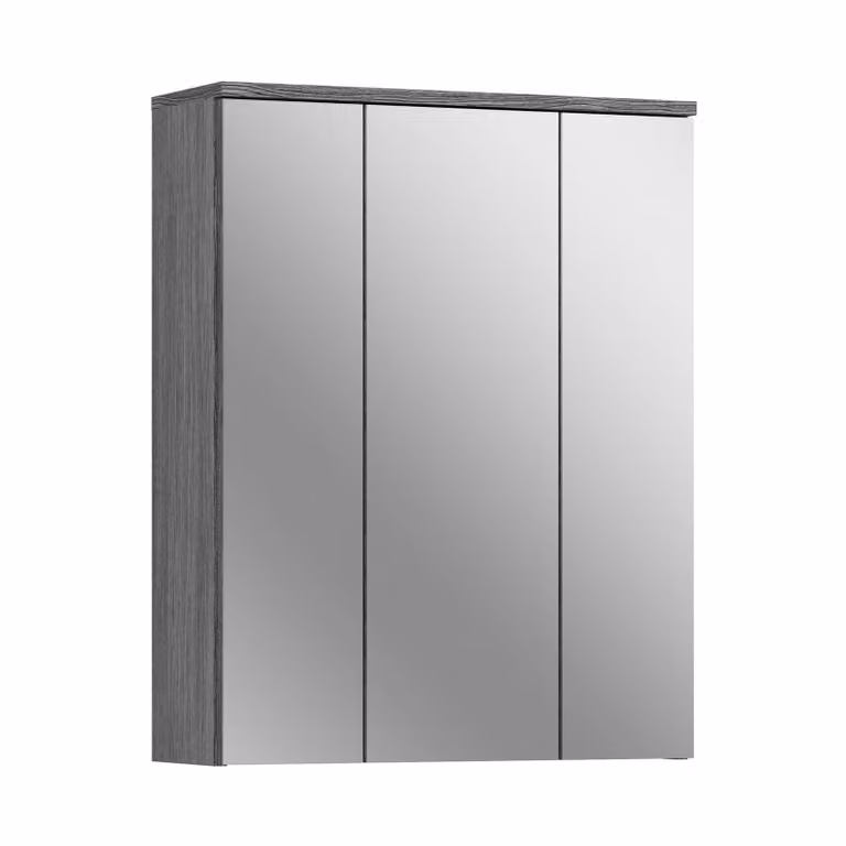 Mobiletto bagno con specchio Blake a 3 ante color fumo.