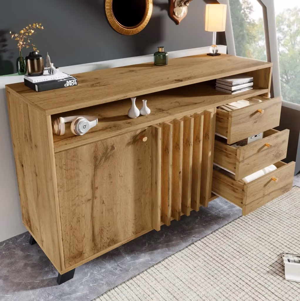 Credenza moderna in rovere color marrone con finitura opaca per sala da pranzo – 2