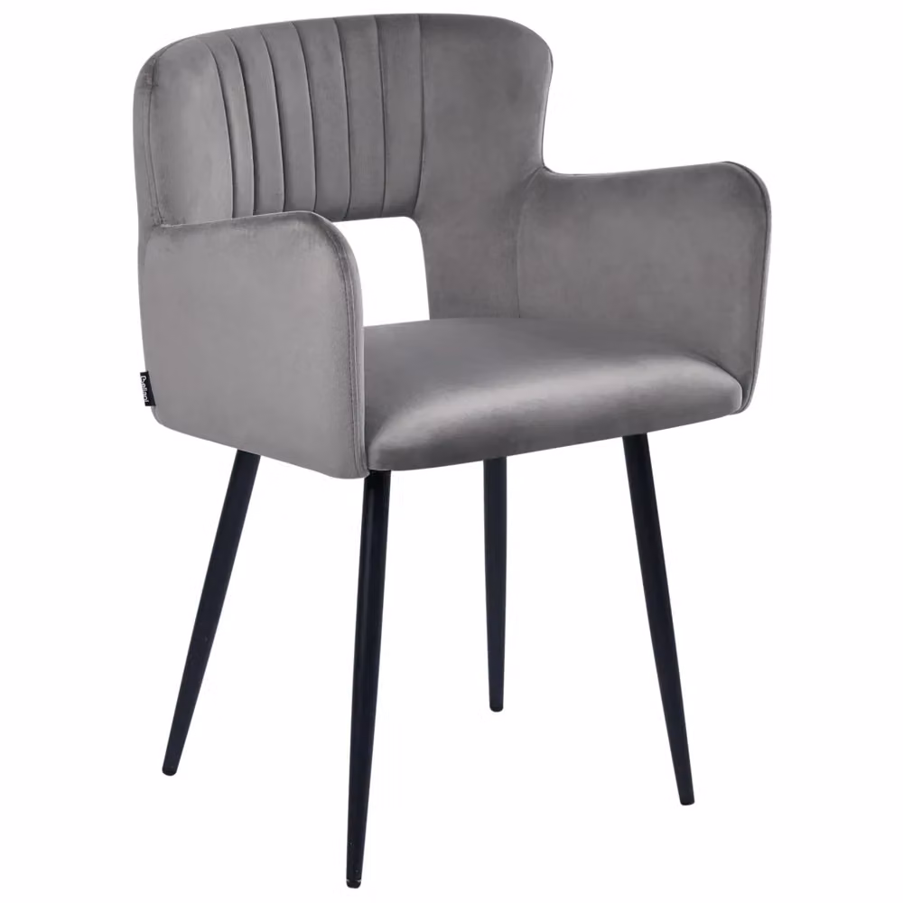 Set di 2 sedie da pranzo BELIANI in velluto grigio con braccioli e gambe in metallo nero stile moderno e minimalista – 2