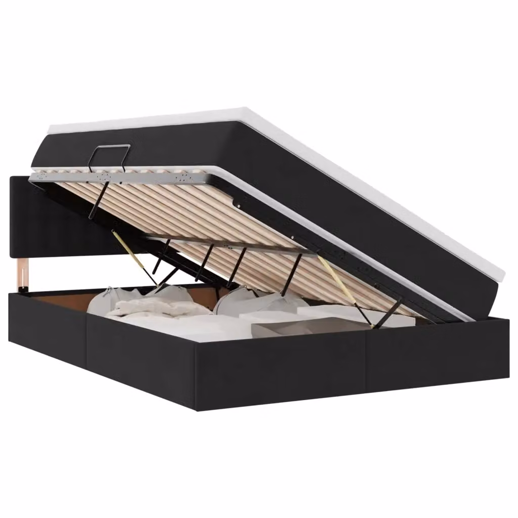 Letto con contenitore vidaXL in velluto nero con testiera, L/P/H: 140 x 200 cm – 2