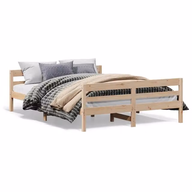 Letto matrimoniale | Letto per adulti | Letto senza Materasso 120x200 cm in Legno Massello di Pino